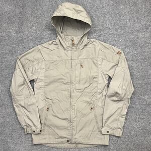 Fjallraven Sten Jacket Mens Small Beige G-1000 Hooded Outdoor Coat Hiking